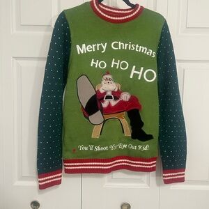 Santa Christmas OshKosh B'gosh Festive Green Crewneck Sweater A Christmas Story